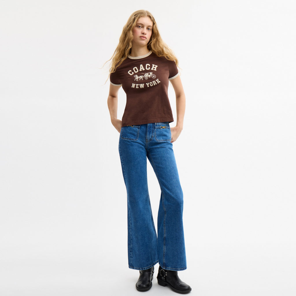 Coach Sculpted C Denim Pants In Organic Cotton - MEDIUM BLUE (Women's)