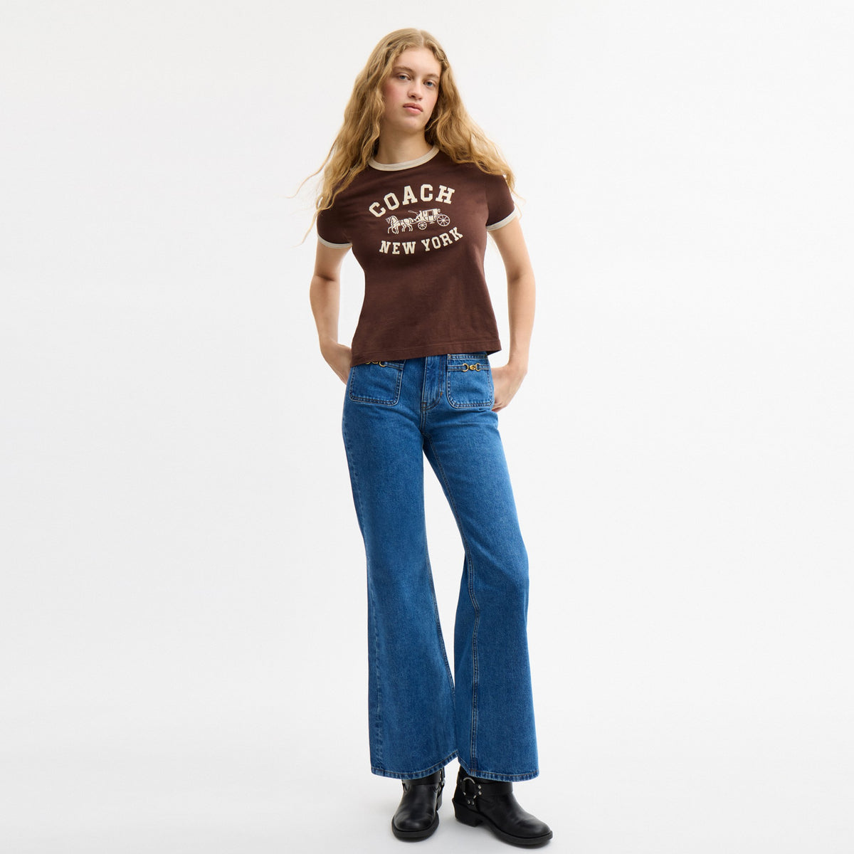 Coach Sculpted C Denim Pants In Organic Cotton - MEDIUM BLUE (Women's)