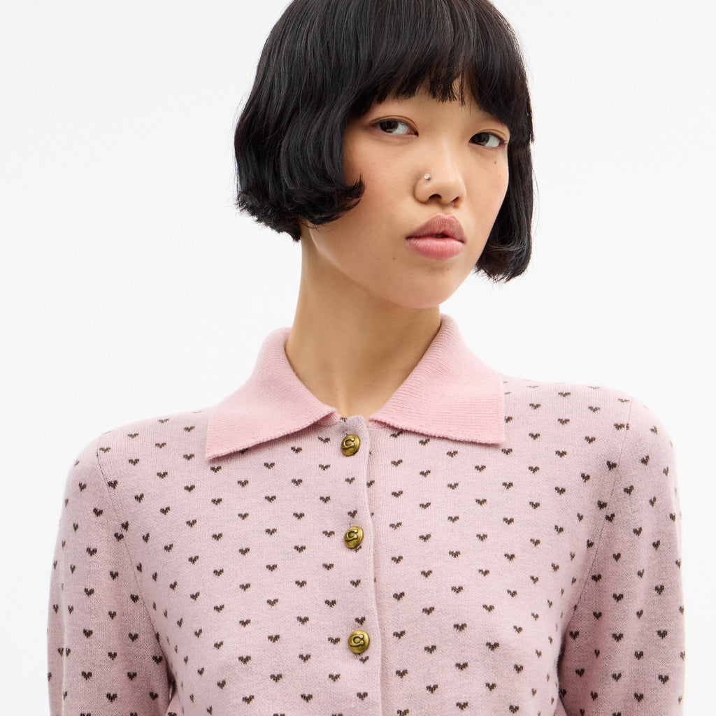 Coach Shrunken Heart Cardigan - Pink (Women's)