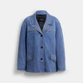 Coach Studded Suede Jacket - Blue (Women's)