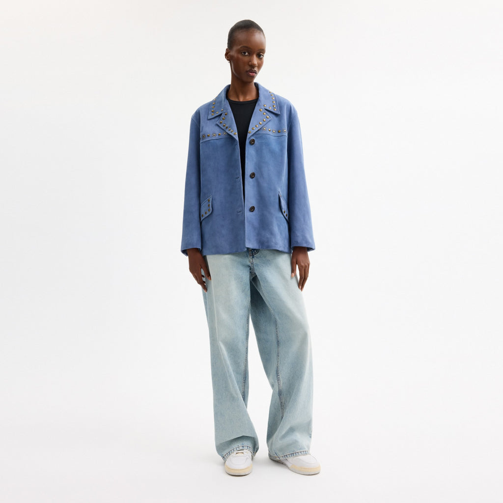 Coach Studded Suede Jacket - Blue (Women's)