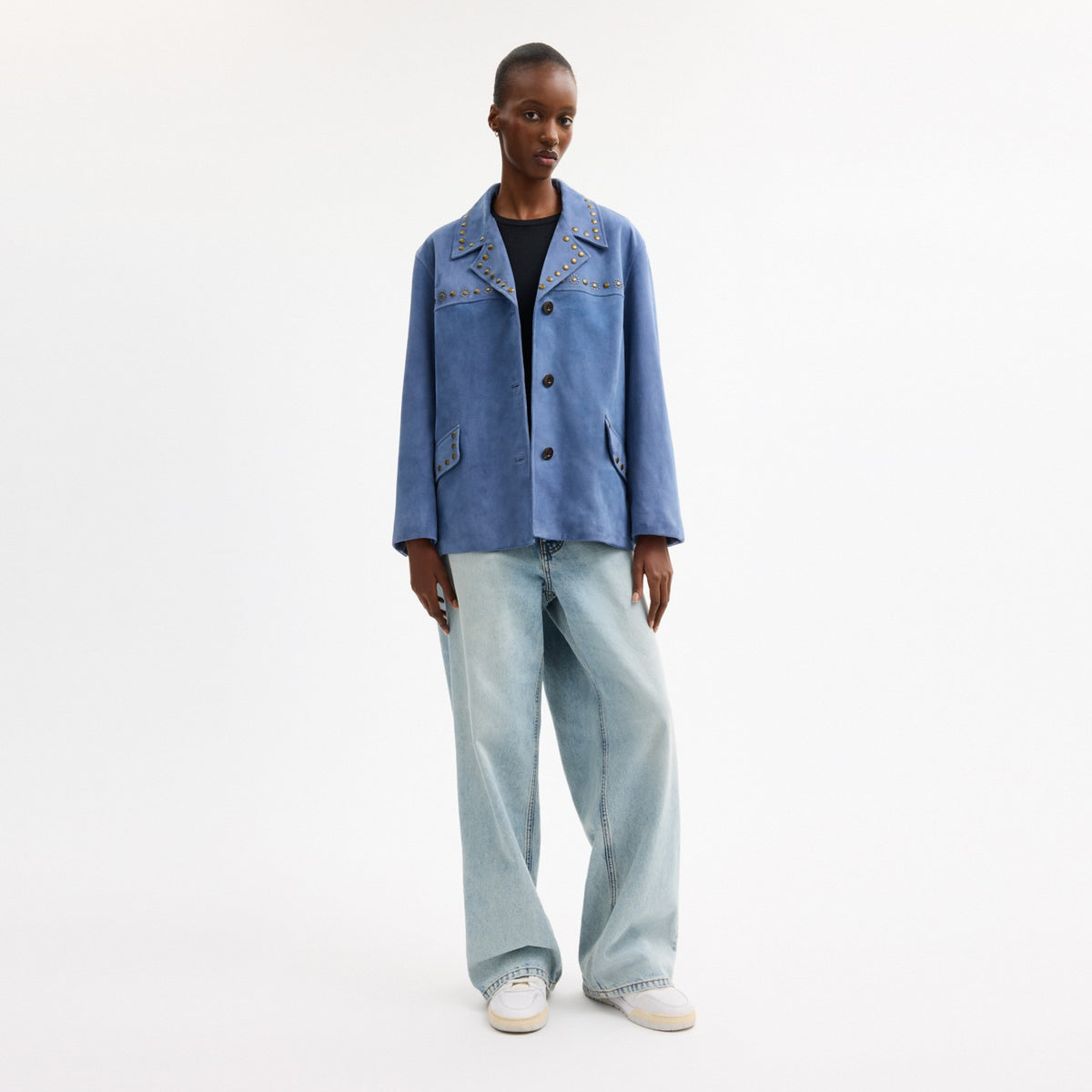 Coach Studded Suede Jacket - Blue (Women's)