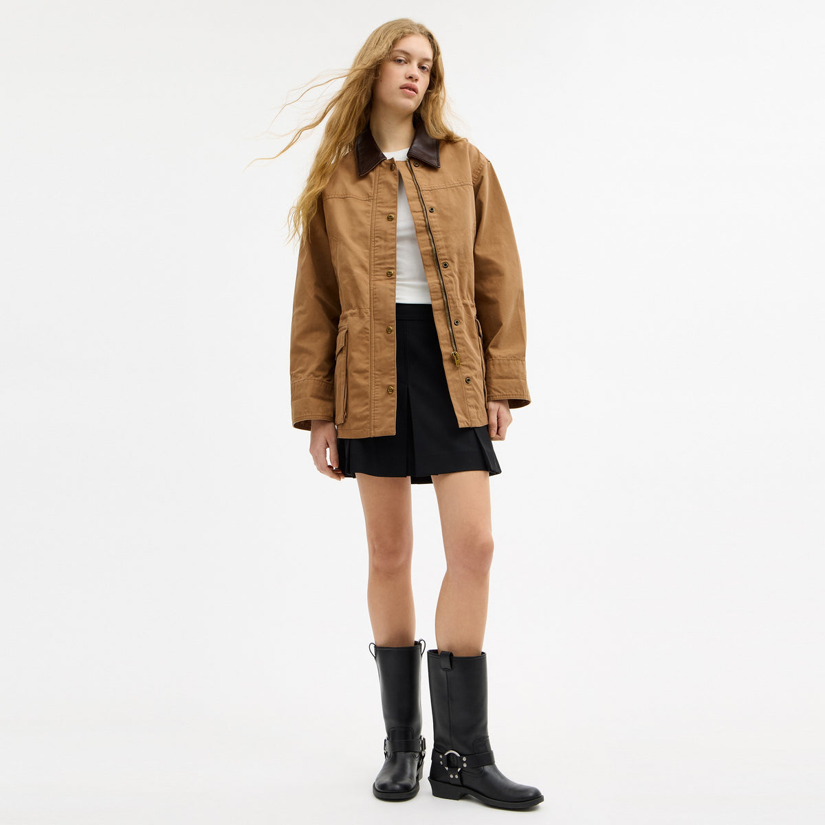 Coach Barn Jacket In Organic Cotton - Khaki (3)