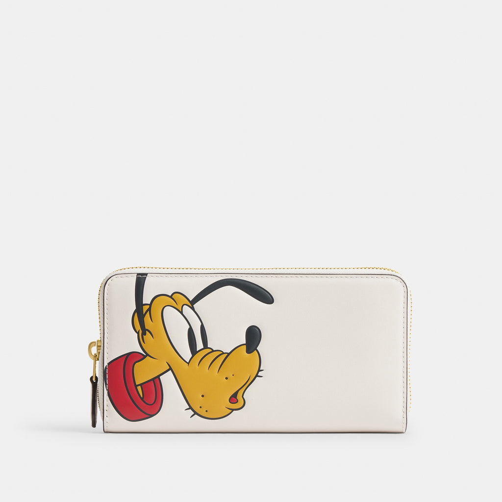 Coach Disney X Coach Essential Accordion Zip Wallet With Pluto - Brass/Chalk Multi