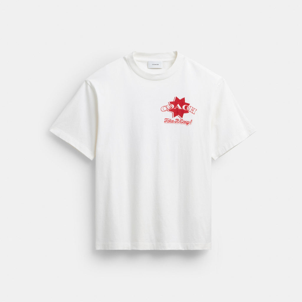 Coach Pizza Relaxed T-Shirt In Organic Cotton - Vintage Ivory (Women's)