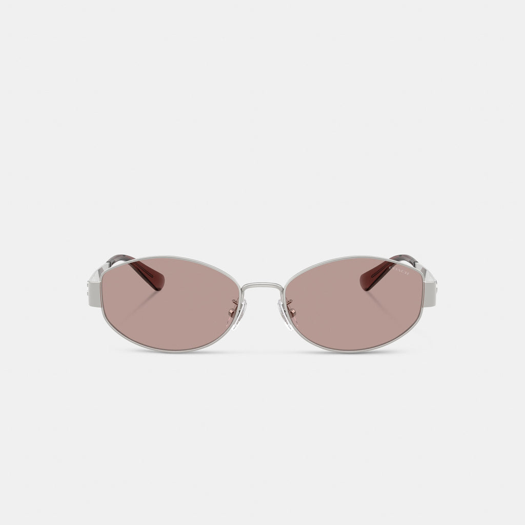 Coach C Hardware Metal Narrow Oval Sunglasses - Silver/Purple (2)