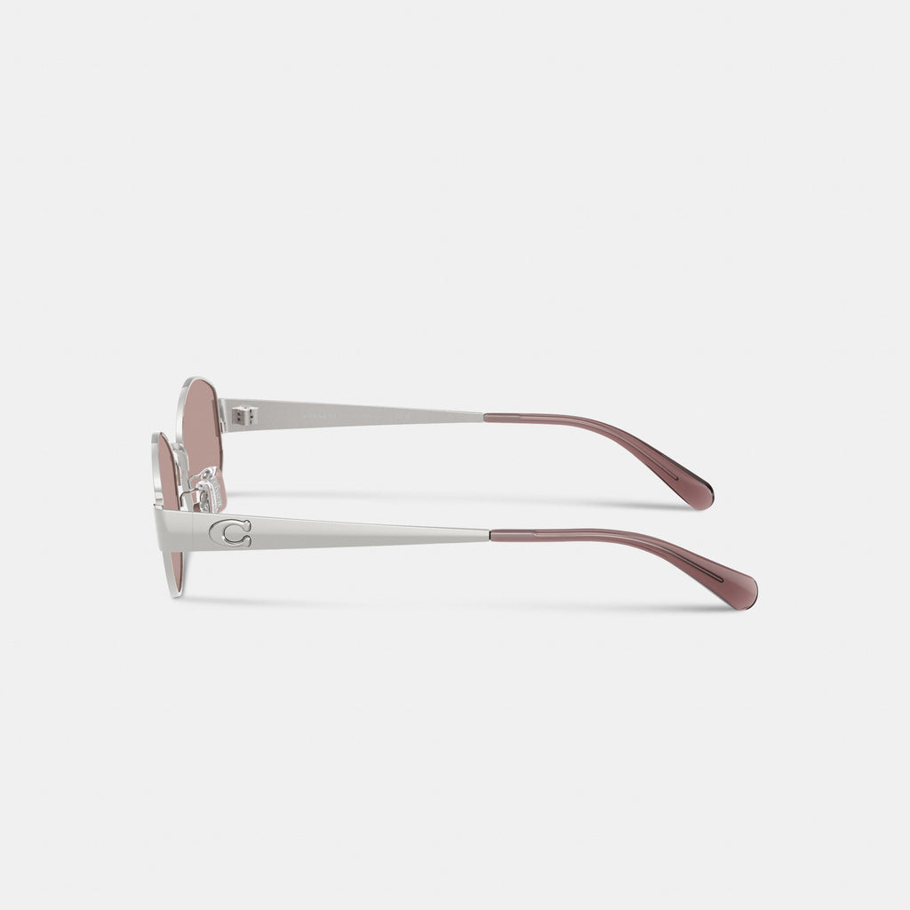 Coach C Hardware Metal Narrow Oval Sunglasses - Silver/Purple (3)