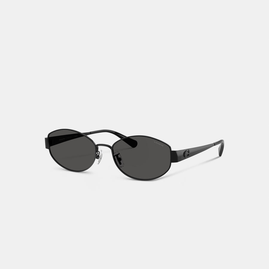 Coach C Hardware Metal Narrow Oval Sunglasses - Black (Women's)