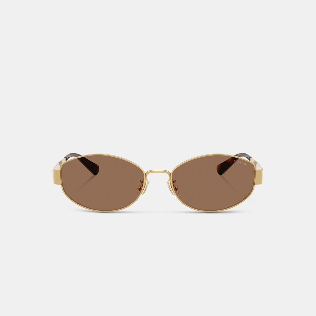 Coach C Hardware Metal Narrow Oval Sunglasses - Brass (2)