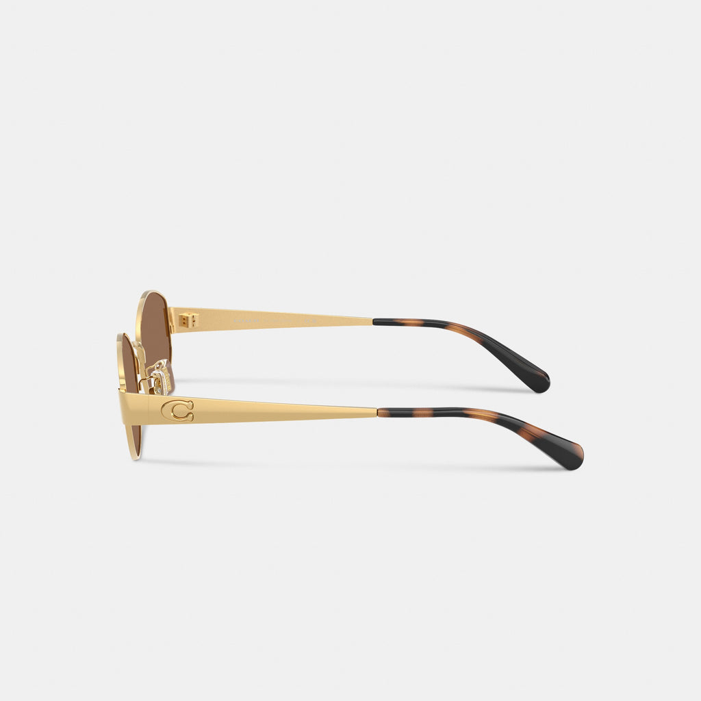 Coach C Hardware Metal Narrow Oval Sunglasses - Brass (3)