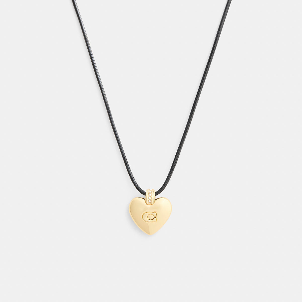 Coach Signature Heart Cord Pendant Necklace - Gold/Black