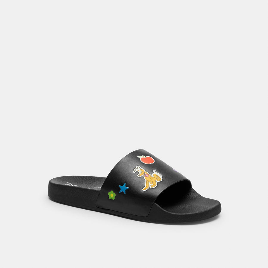 Coach Disney X Coach Slide With Sticker Print - Black Multi/Silver (Men's)