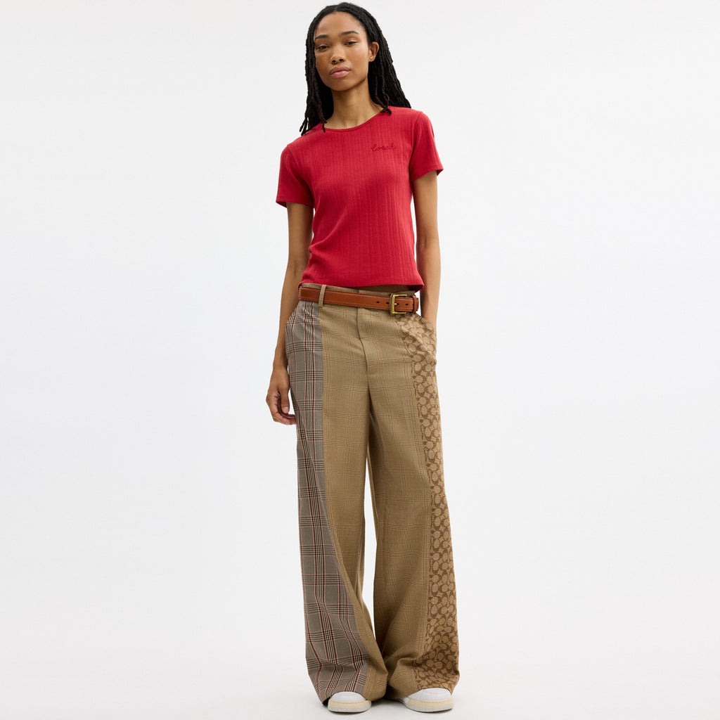Coach Pointelle T-Shirt - Scarlet (Women's)