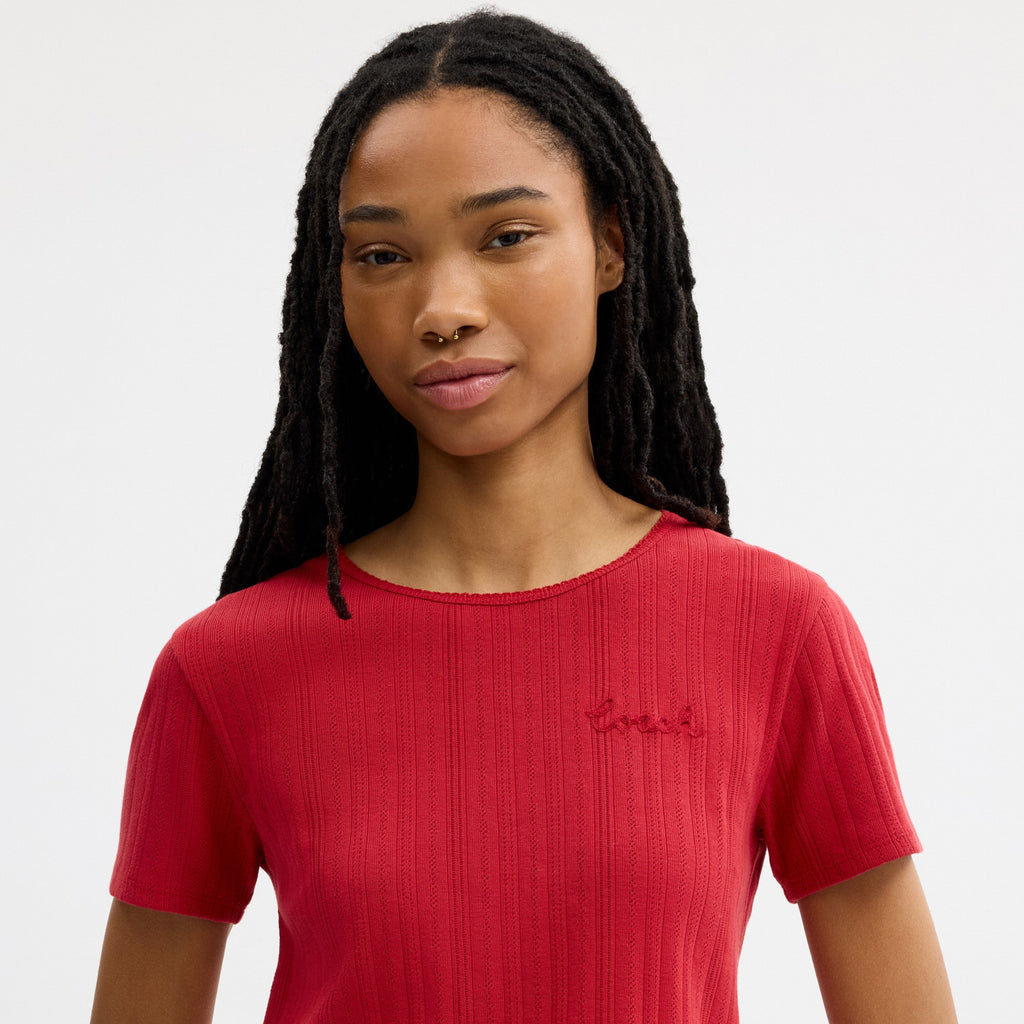 Coach Pointelle T-Shirt - Scarlet (Women's)