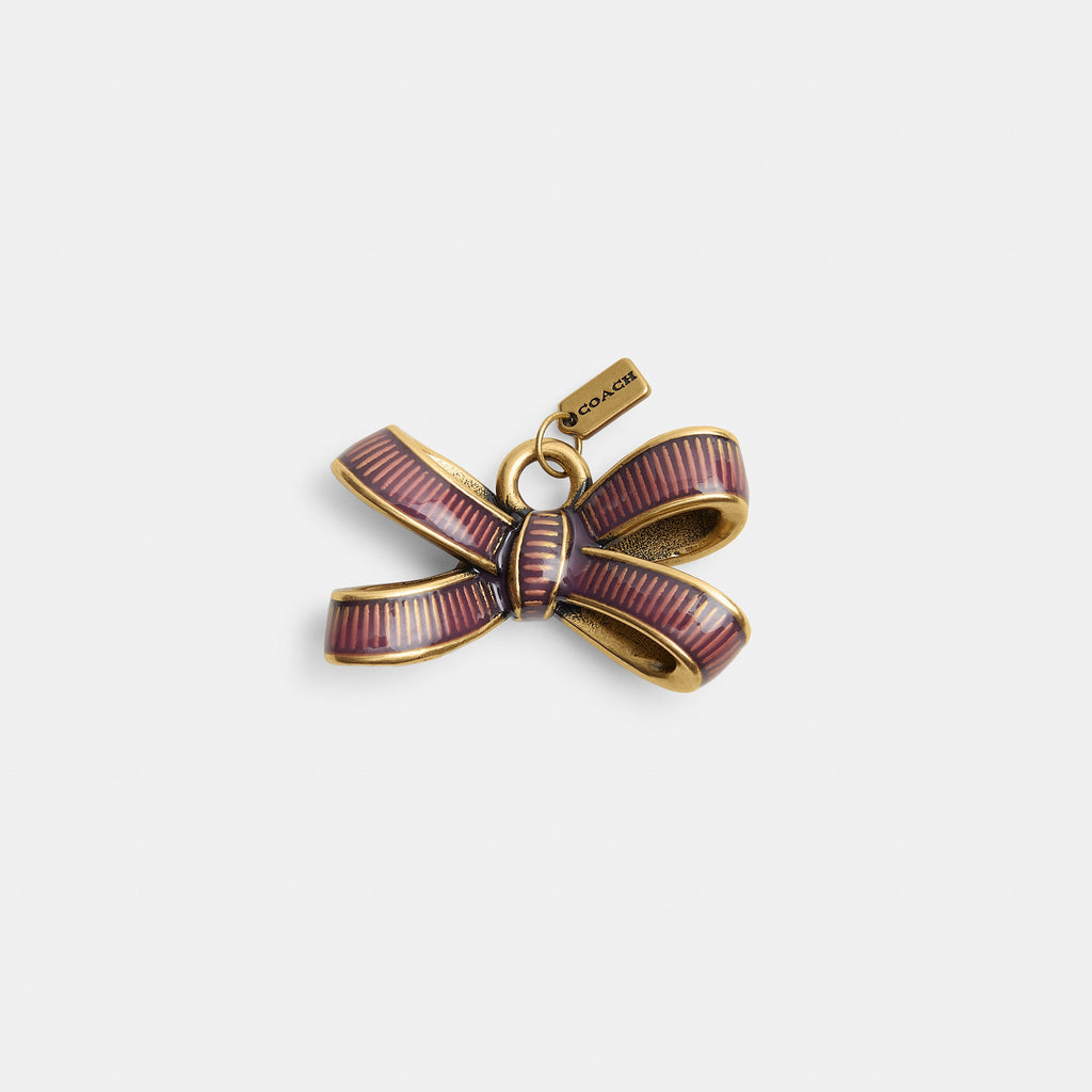 Coach Bow Shoelace Charm - Brass/Pink