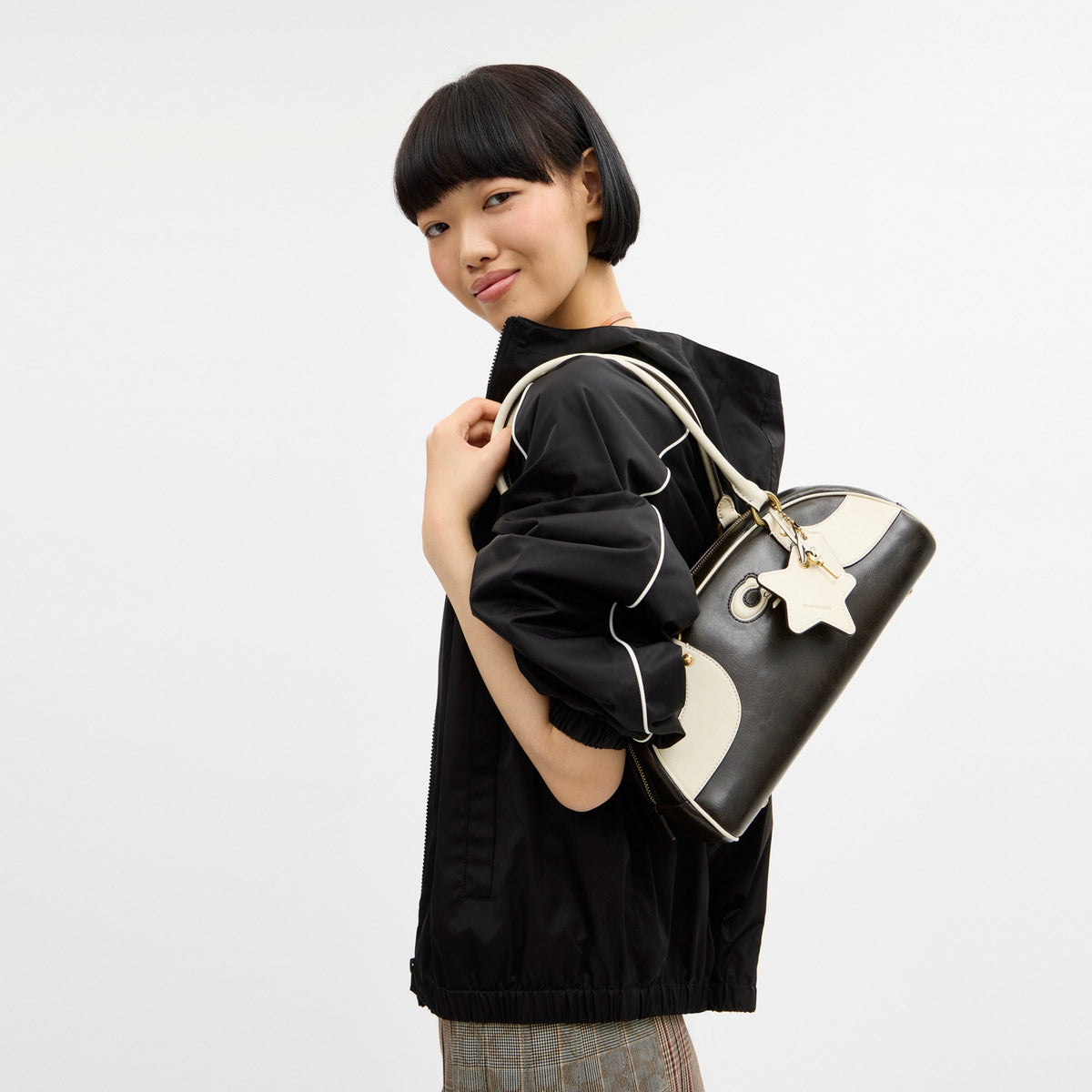 Coach Bowling Shoulder Bag - Black & White (Women's)