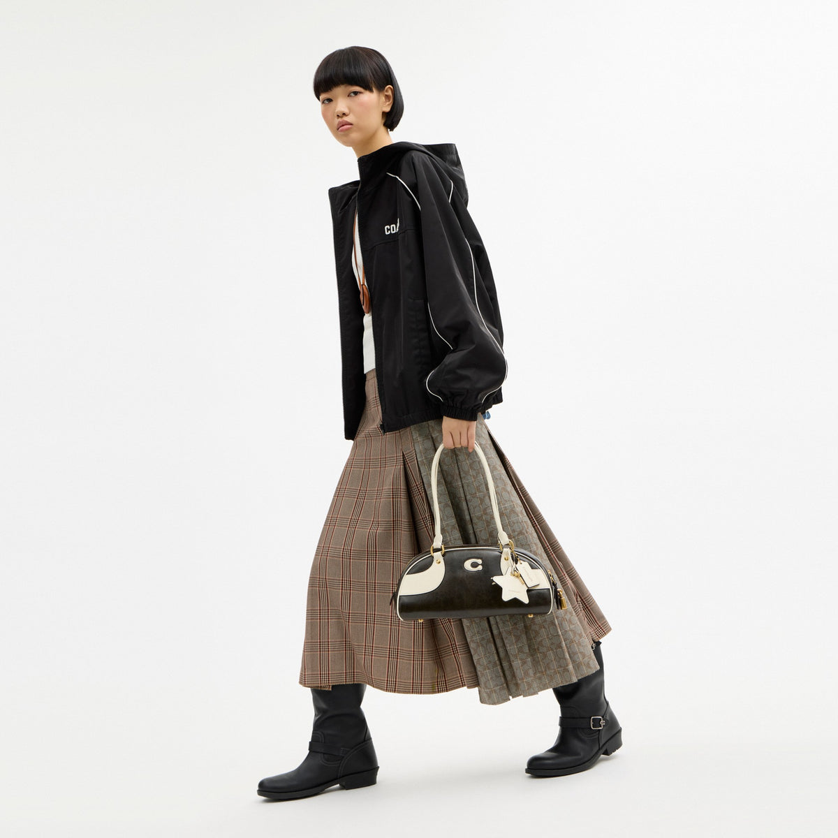 Coach Bowling Shoulder Bag - Black & White (Women's)