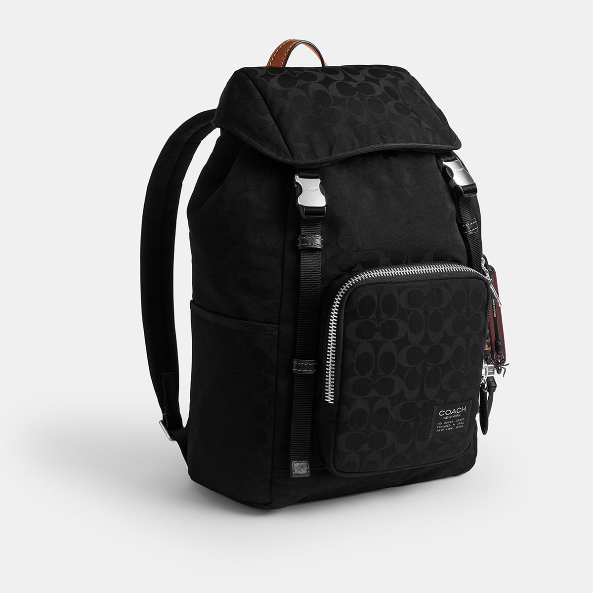 Coach Logan Backpack In Signature Nylon With Charms - Black (2)