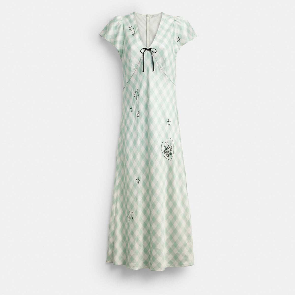 Coach Coach | Brain Dead Embroidered Gingham Dress - Light Green (Women's)