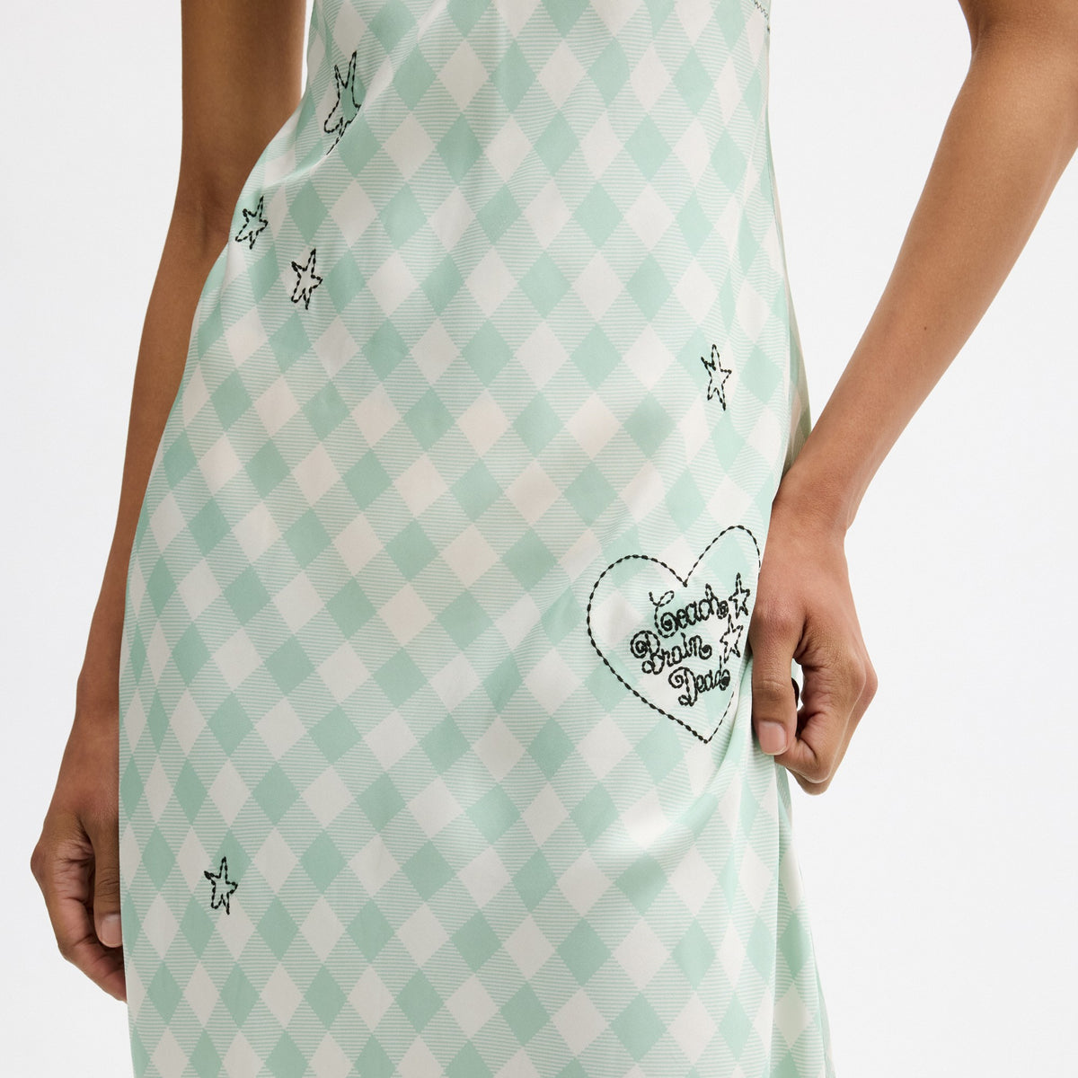 Coach Coach | Brain Dead Embroidered Gingham Dress - Light Green (Women's)