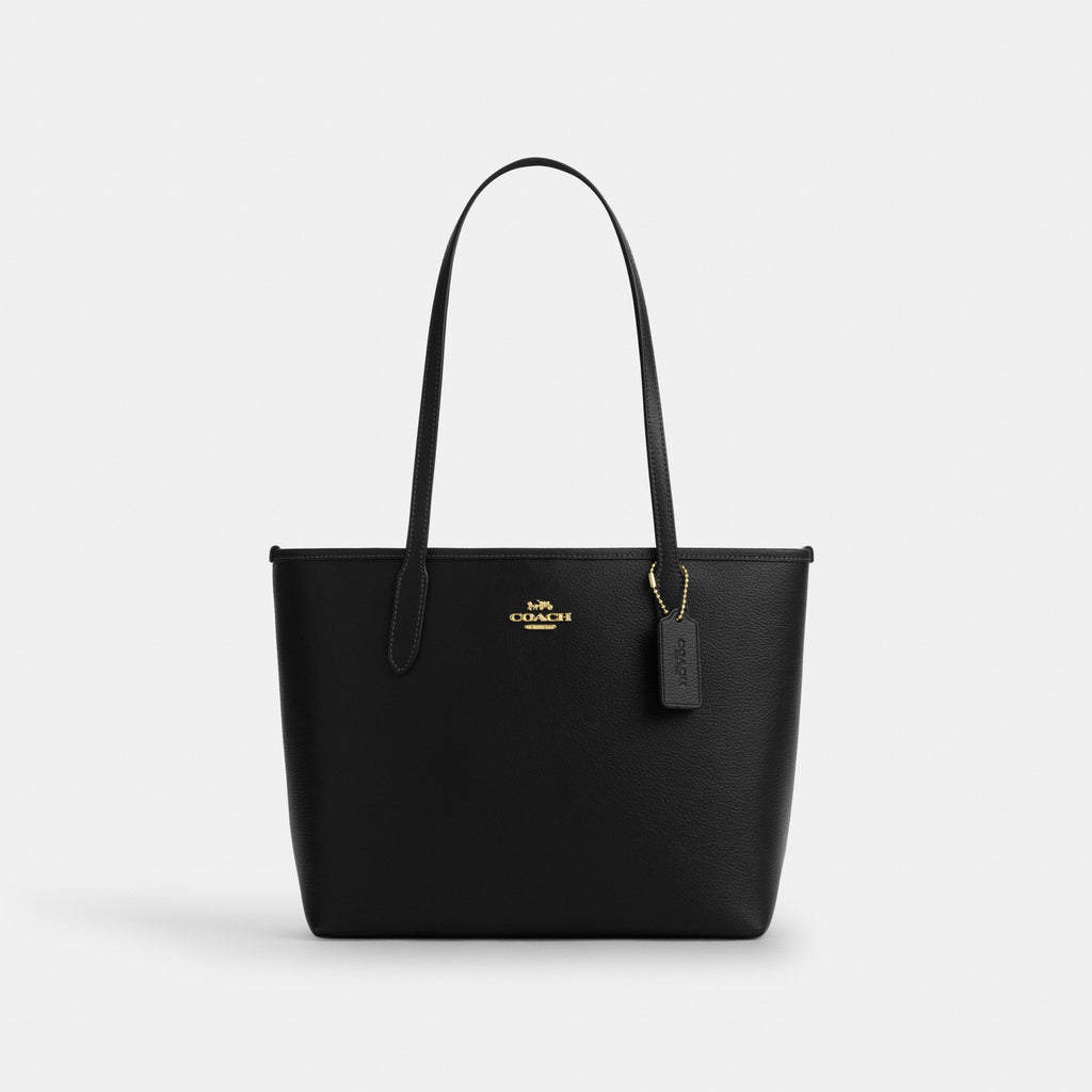 Coach Medium City Tote Bag - Gold/Black (Women's)