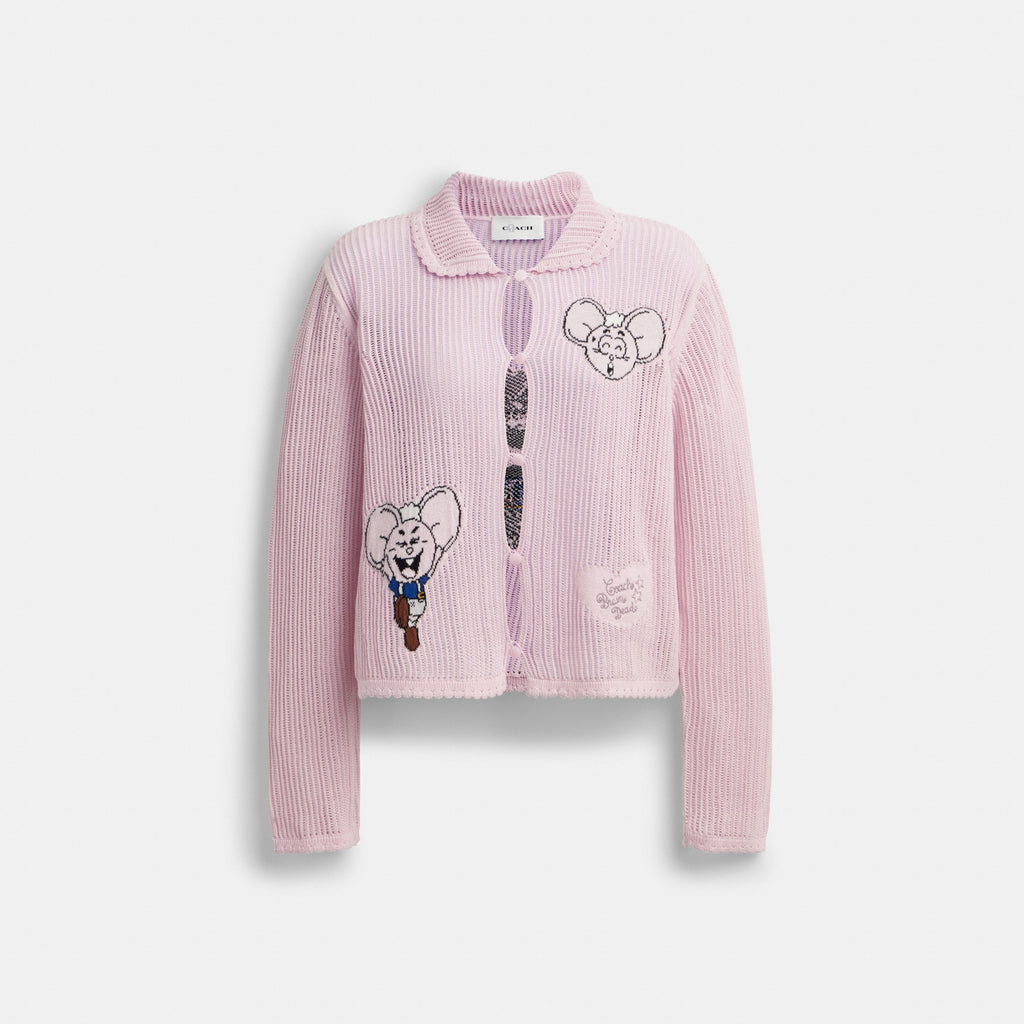 Coach Coach | Brain Dead Kachi Mouse Cardigan In Organic Cotton - Pink (Women's)