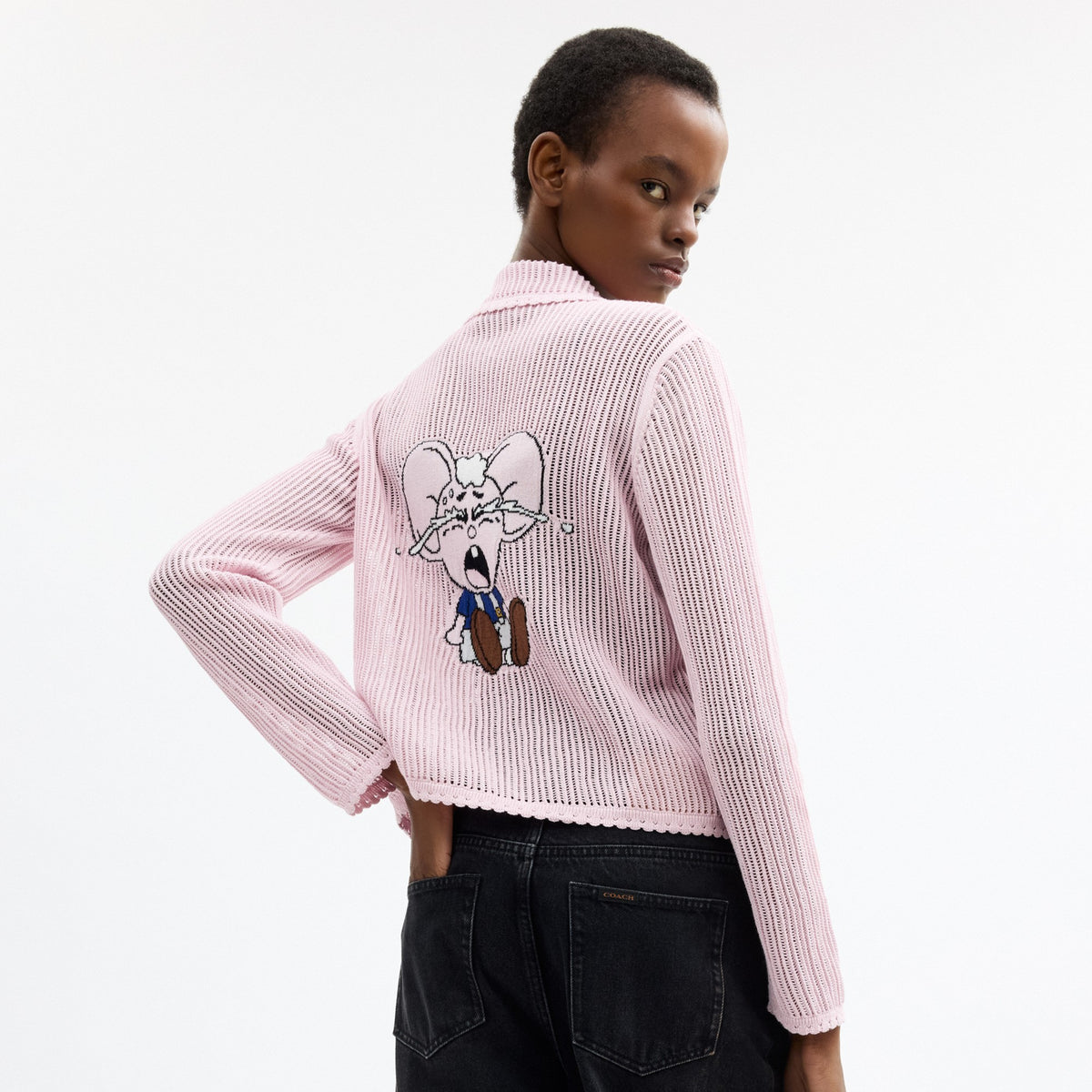 Coach Coach | Brain Dead Kachi Mouse Cardigan In Organic Cotton - Pink (Women's)