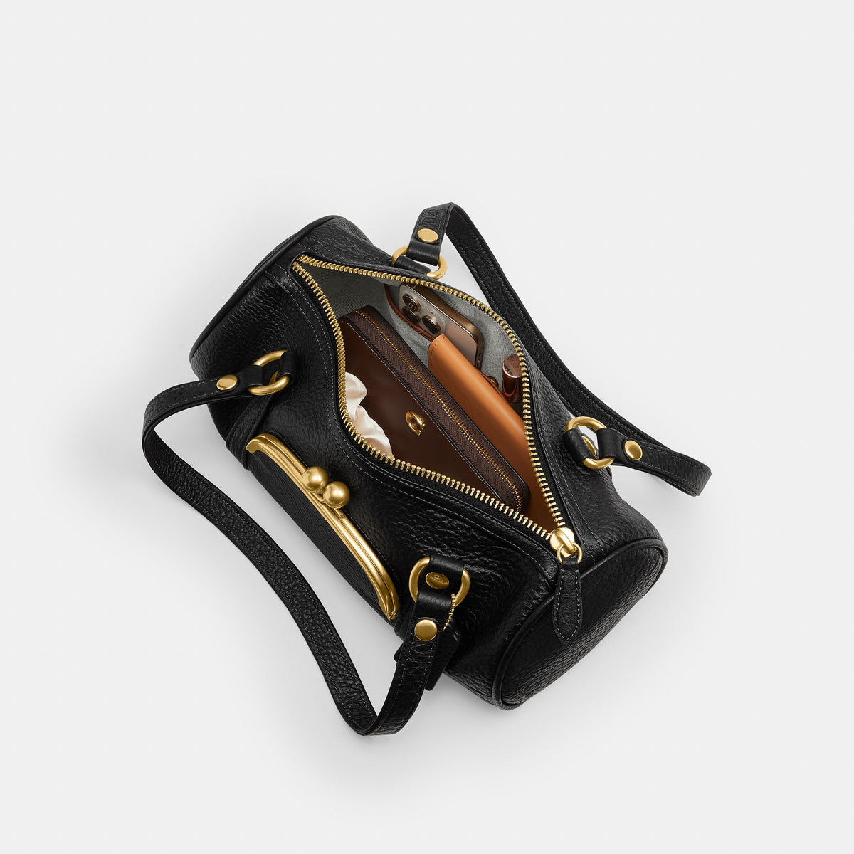 Coach Kisslock Barrel Bag - Brass/Black (7)