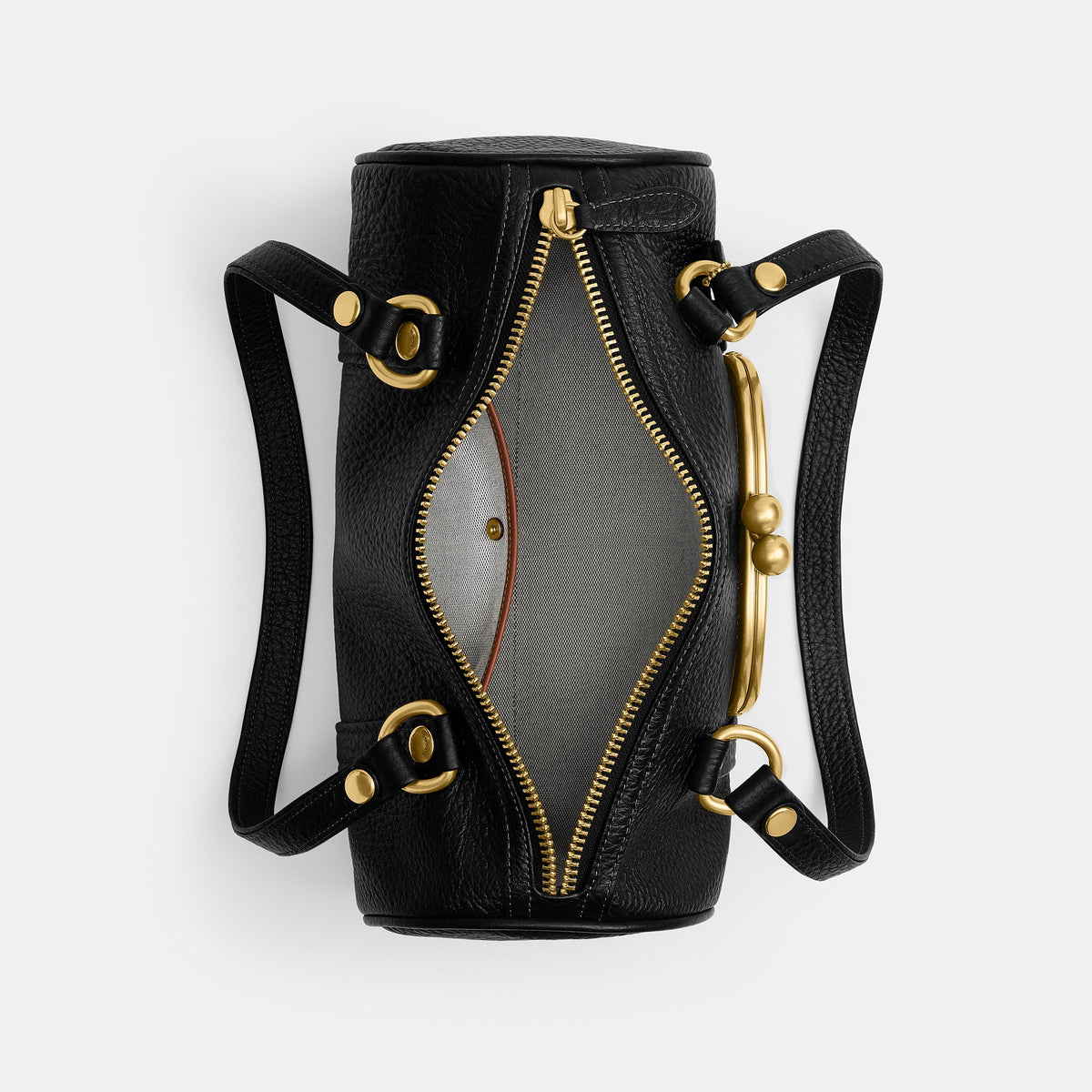 Coach Kisslock Barrel Bag - Brass/Black (3)