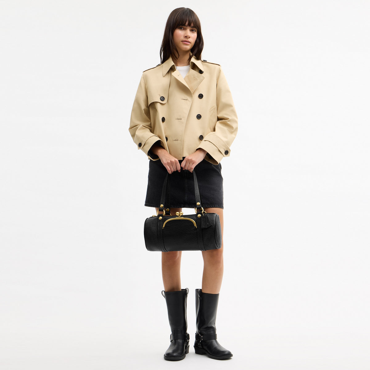 Coach Kisslock Barrel Bag - Brass/Black (8)