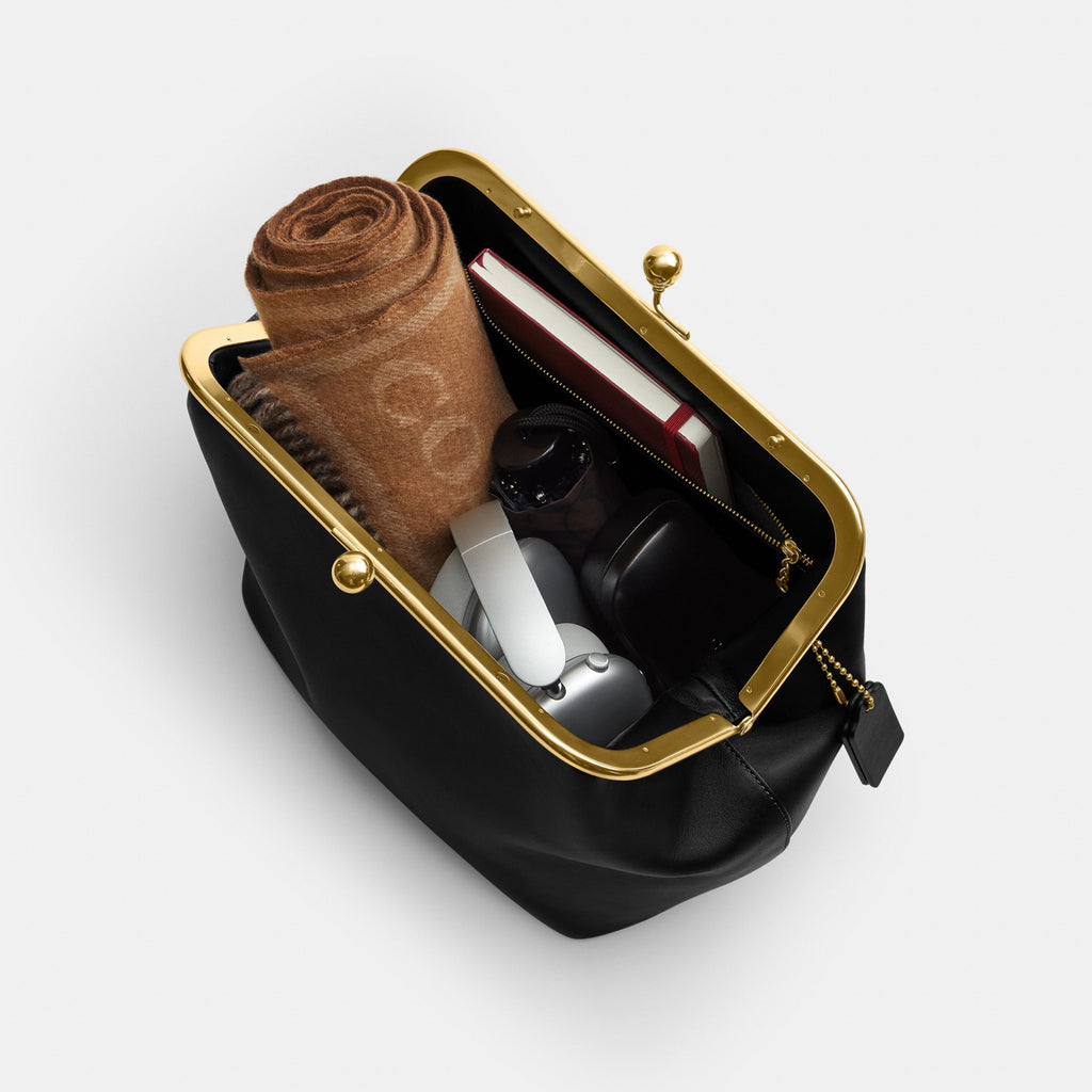 Coach Kisslock Frame Bag 27 - Brass/Black (Women's)