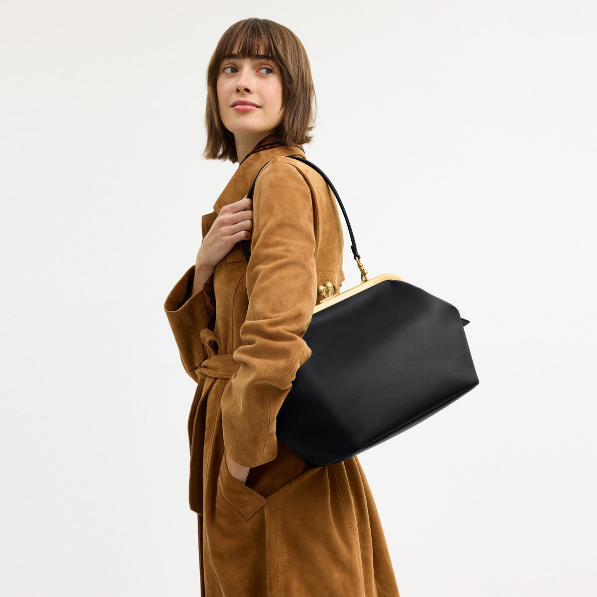Coach Kisslock Frame Bag 27 - Brass/Black (Women's)