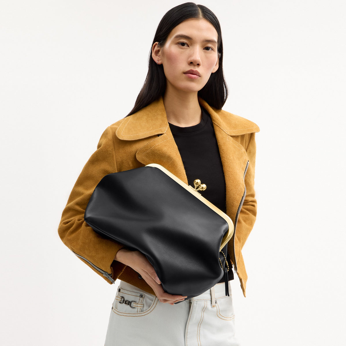 Coach Kisslock Frame Bag 27 - Brass/Black (Women's)