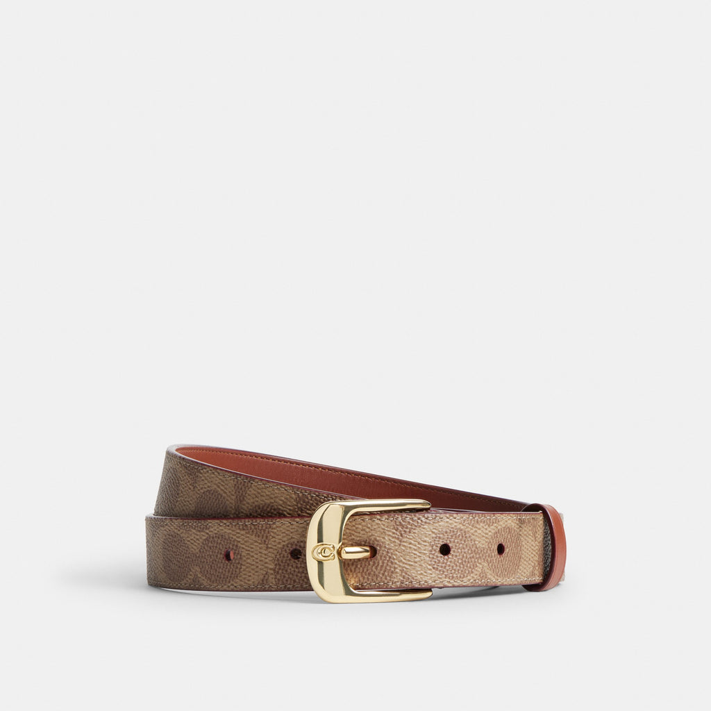 Coach C Harness Buckle Belt, 25MM - Gold/Tan Caramel (Women's)