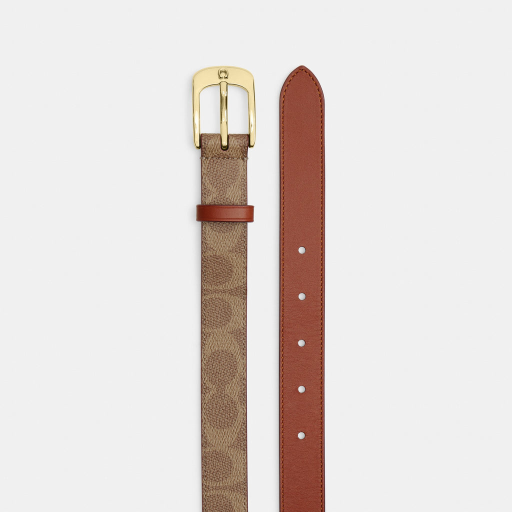 Coach C Harness Buckle Belt, 25MM - Gold/Tan Caramel (Women's)