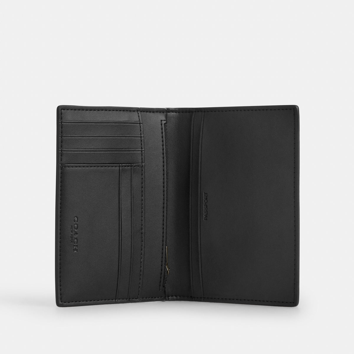 Coach Passport Card Case In Signature Canvas With Stripes - Gunmetal/Black/Grey (2)