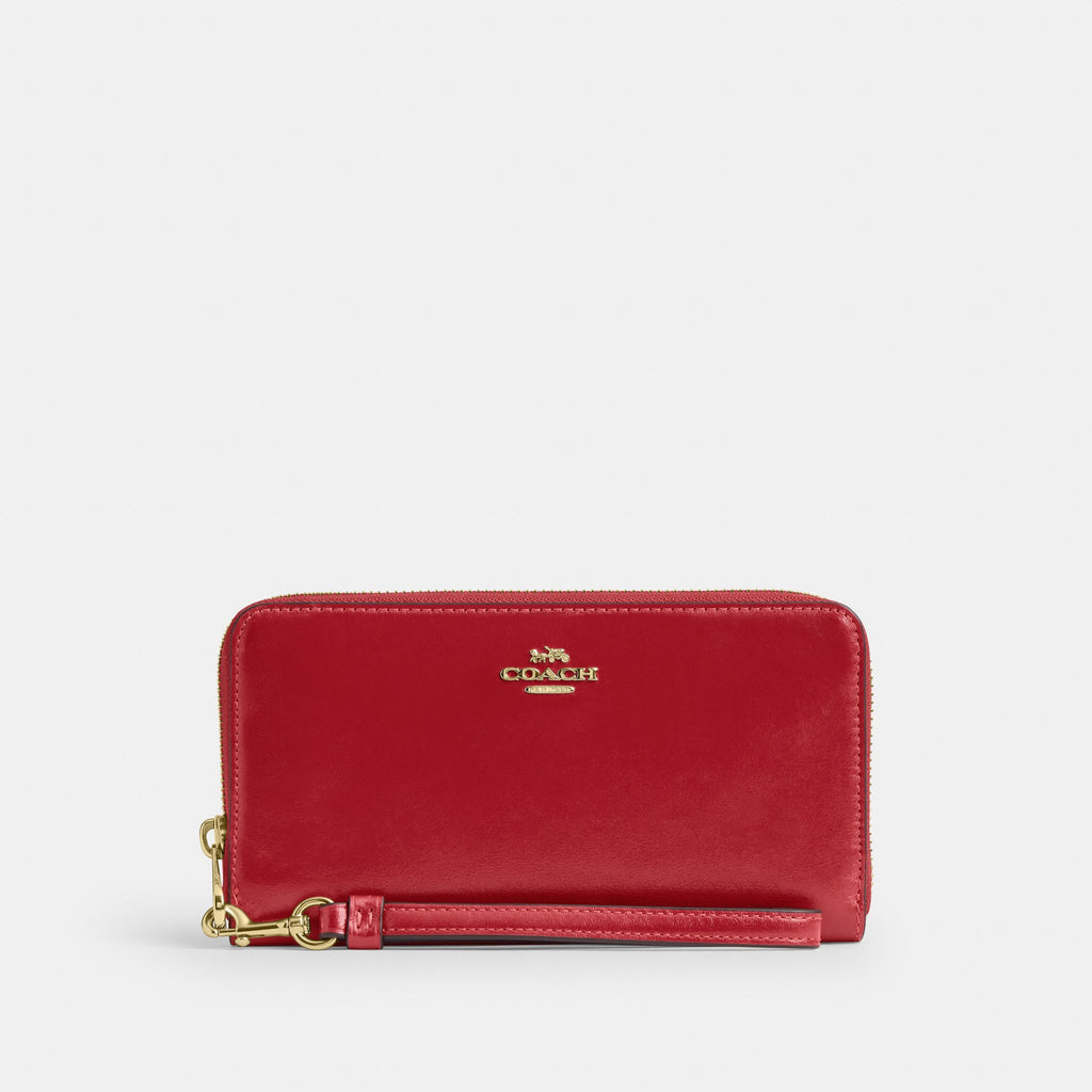 Coach Long Zip Around Wallet - Gold/Poppy (Women's)