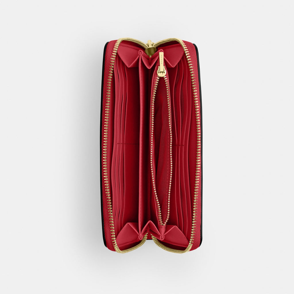 Coach Long Zip Around Wallet - Gold/Poppy (Women's)