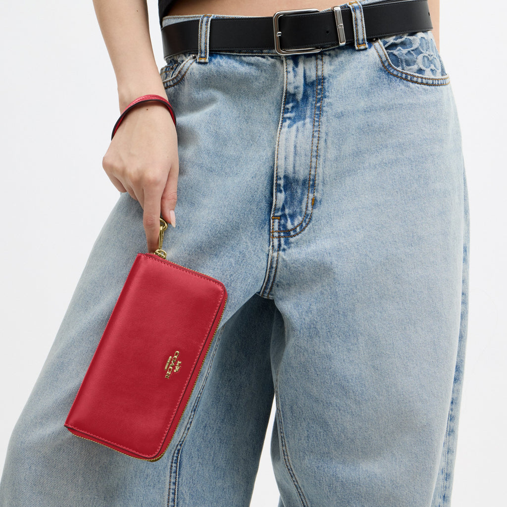 Coach Long Zip Around Wallet - Gold/Poppy (Women's)