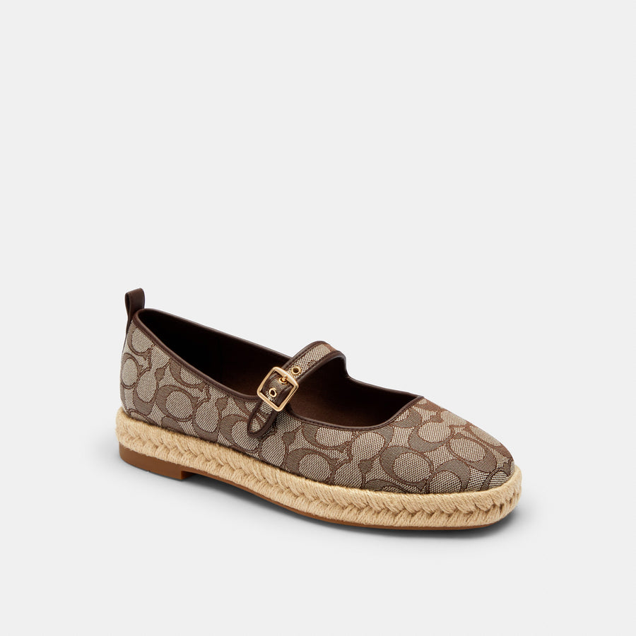 Coach Mary Jane Espadrille In Signature Jacquard - Oak/Maple (Women's)