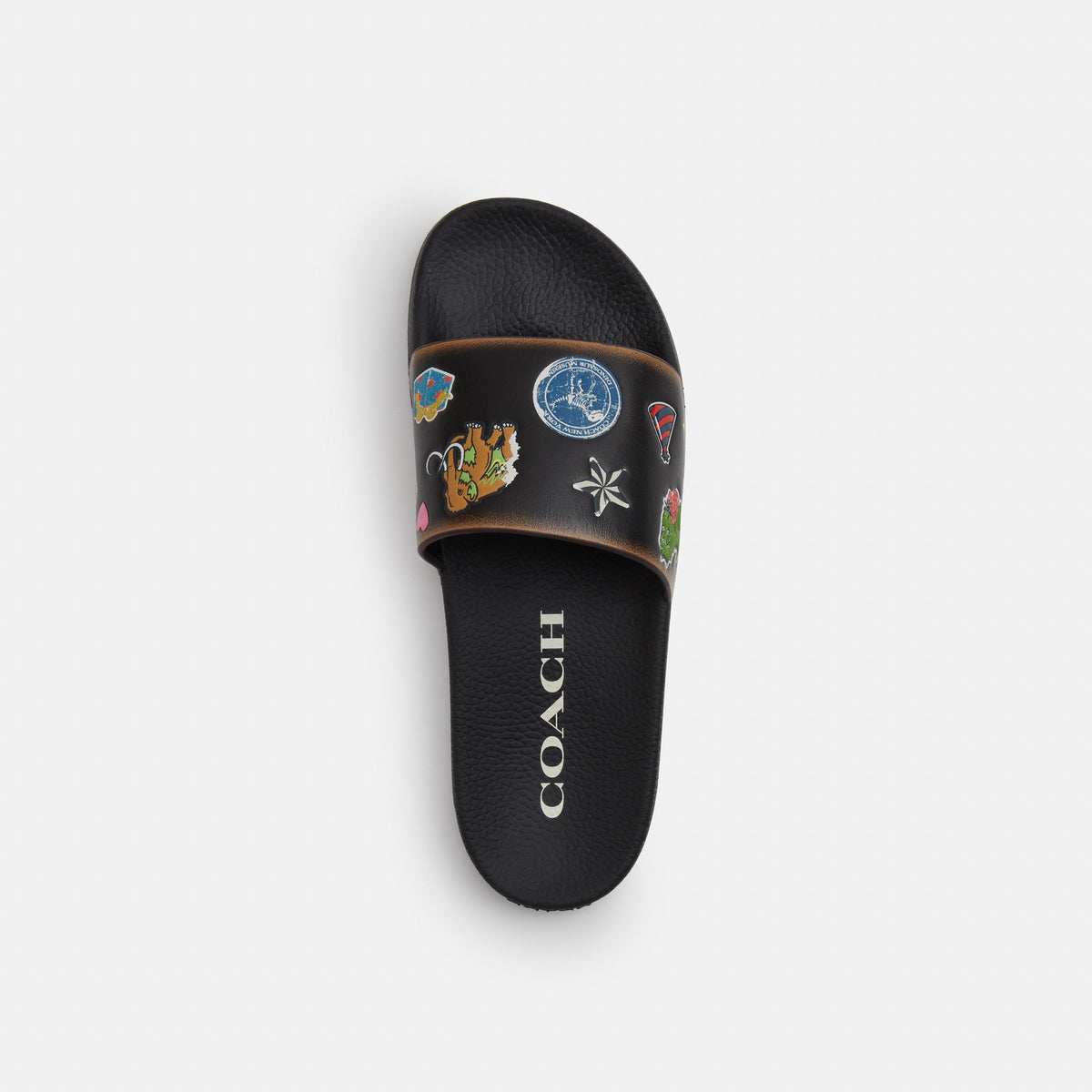 Coach Rexy 10th Birthday Udele Slide With Sticker Print - Black (3)