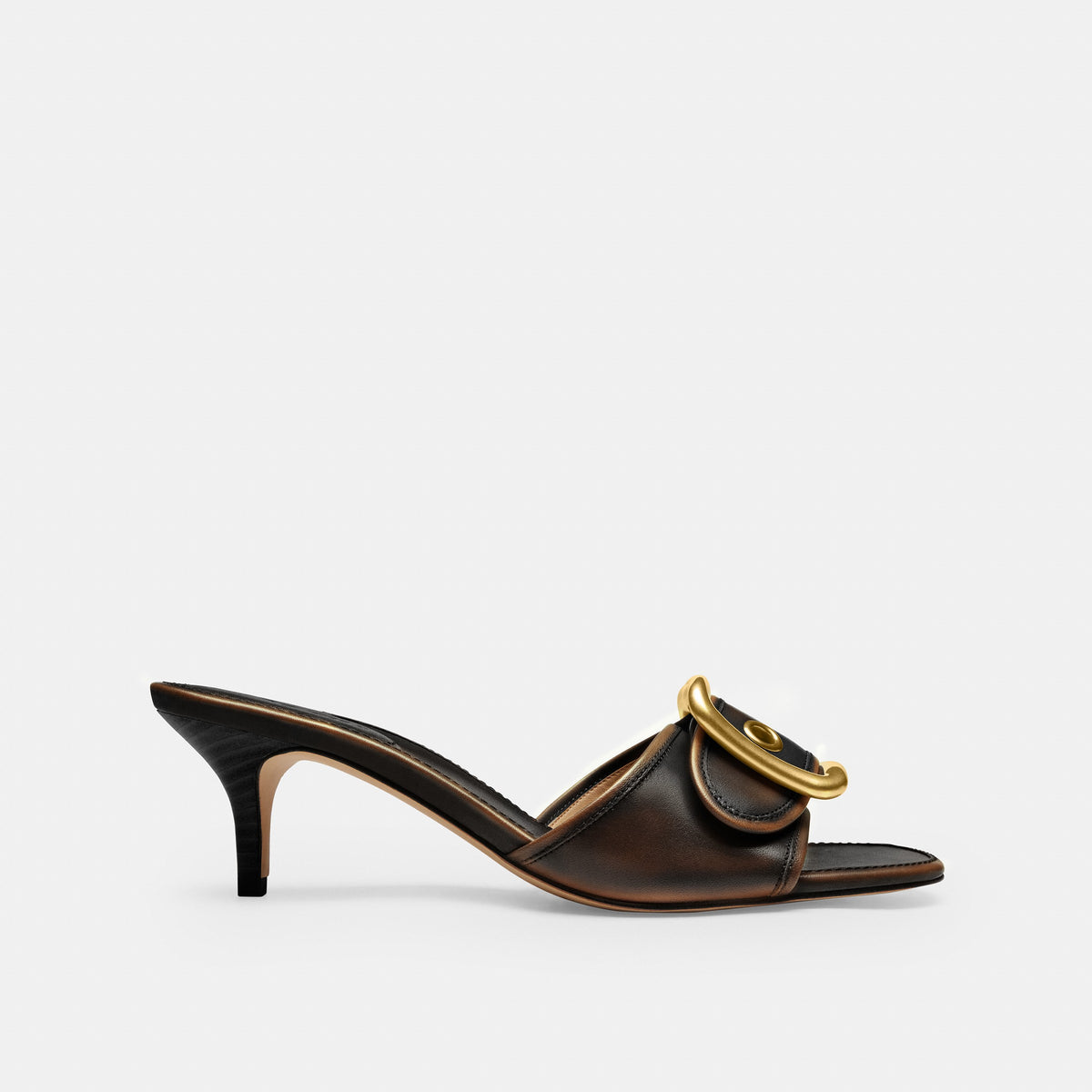 Coach Margot Sandal With Oversized Buckle In Loved Leather - Black (2)
