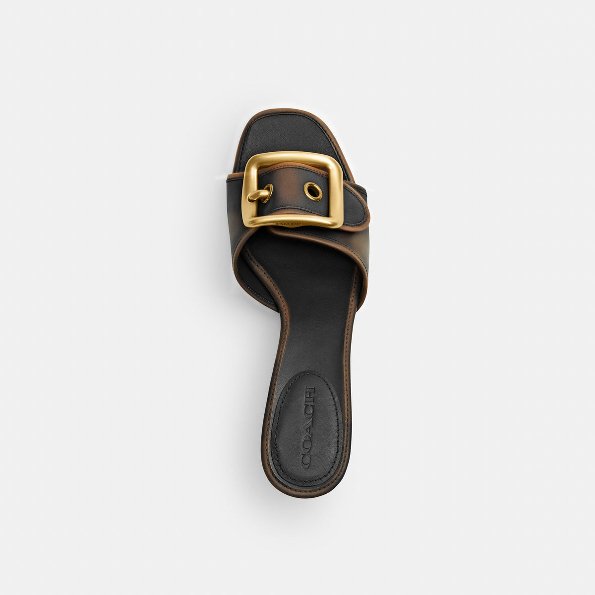 Coach Margot Sandal With Oversized Buckle In Loved Leather - Black (3)