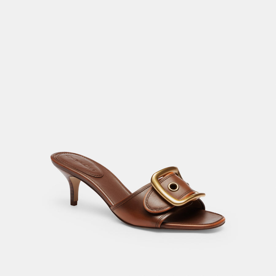 Coach Margot Sandal With Oversized Buckle In Loved Leather - Saddle (Women's)