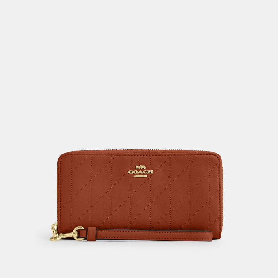 Coach Long Zip Around Wallet With Quilting - Gold/Cinnamon (Women's)
