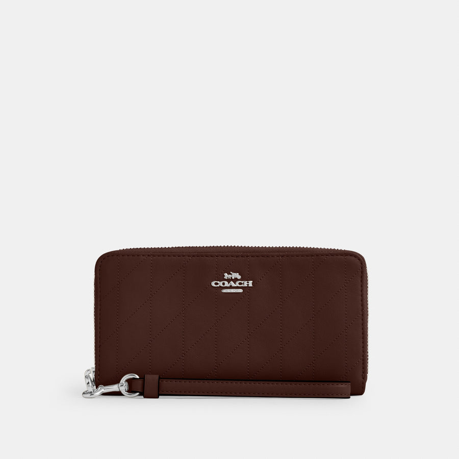 Coach Long Zip Around Wallet With Quilting - Silver/Maple (Women's)