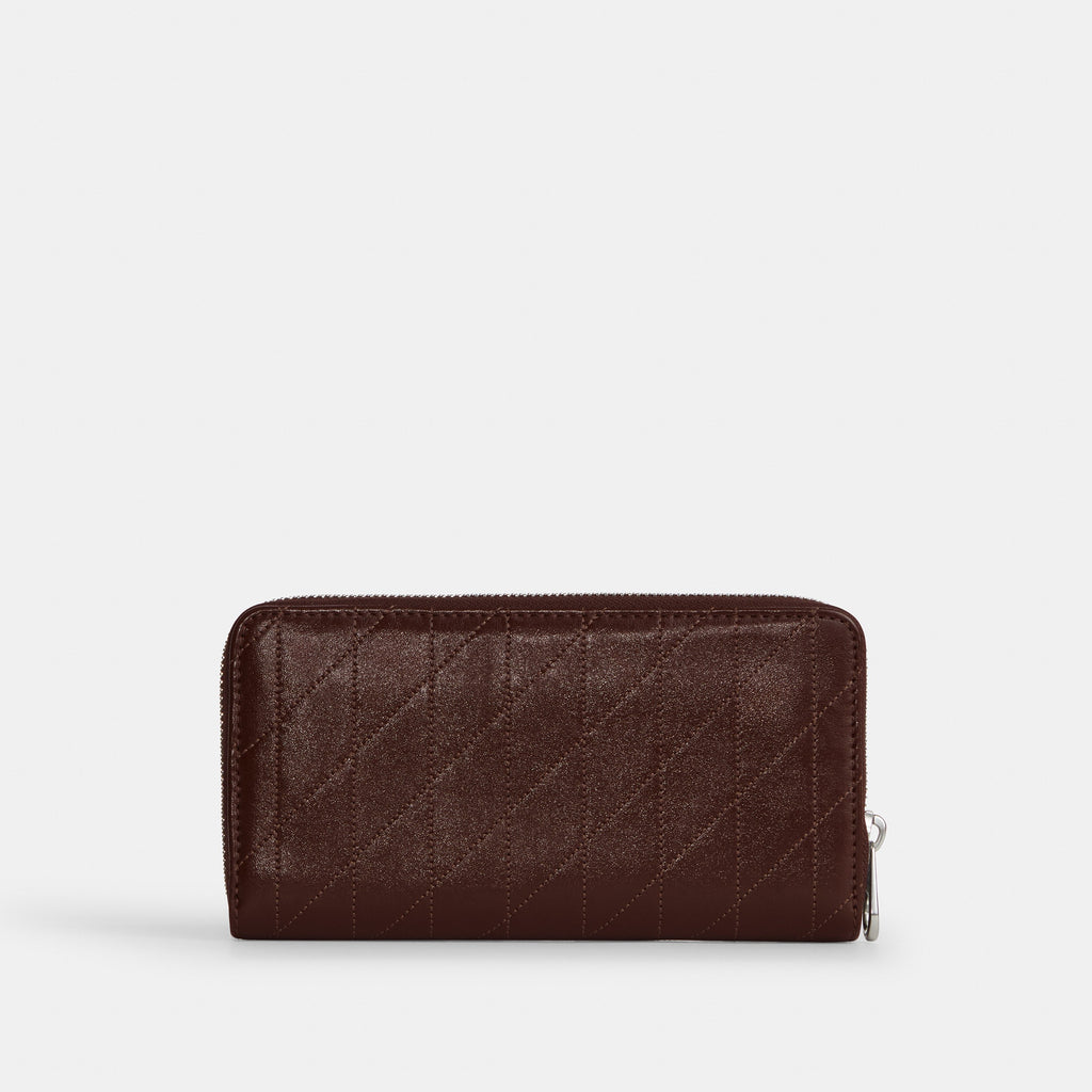 Coach Long Zip Around Wallet With Quilting - Silver/Maple (4)