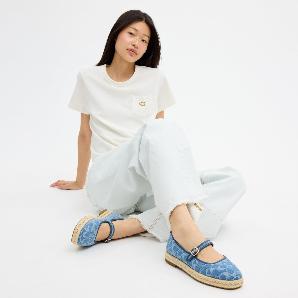 Coach Mary Jane Espadrille In Signature Denim - Indigo (Women's)