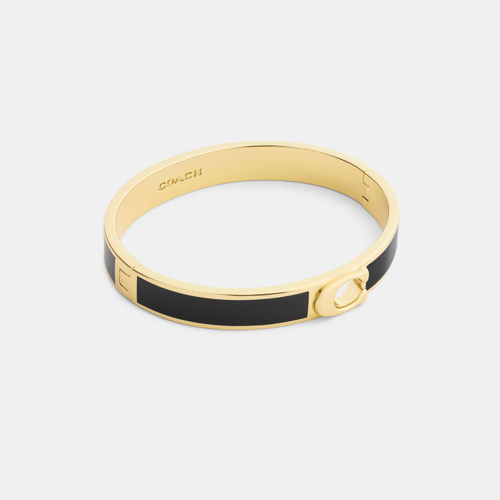 Coach C Hinged Bangle - Gold/Black (Women's)