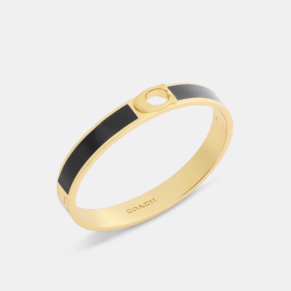 Coach C Hinged Bangle - Gold/Black (Women's)